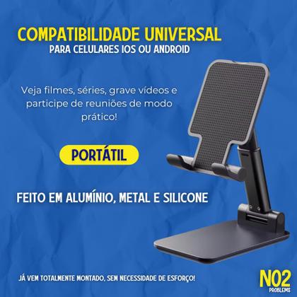 Imagem de Suporte de Celular Dobrável Pequeno NO2Problems Ajustável Altura e Ângulo  Compatível Android e iOS
