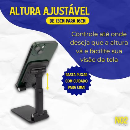 Imagem de Suporte de Celular Dobrável Pequeno NO2Problems Ajustável Altura e Ângulo  Compatível Android e iOS
