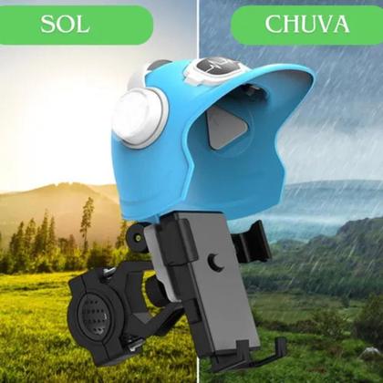 Imagem de Suporte de Celular para Moto Bike Capacete Proteção contra sol e chuva Motoboy MotoTáxi Entregador