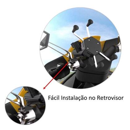 Imagem de Suporte de Celular Para Motocicleta Com Carregador Universal Usb Cor Preto - 9H