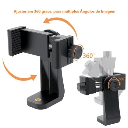 Imagem de Suporte De Celular/Smartphone Giratório 2x1 Com Trava Modelo Rosca P/ Tripés Sapatas Rosca 1/4