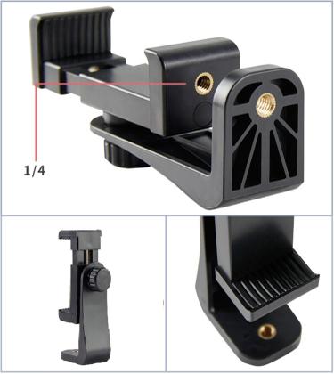 Imagem de Suporte De Celular/Smartphone Giratório 2x1 Com Trava Modelo Rosca P/ Tripés Sapatas Rosca 1/4