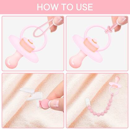 Imagem de Suporte de chupeta de silicone MINMUNJIU, pacote com 4 para meninas