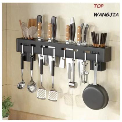 Imagem de Suporte De Cozinha Porta Talheres Facas 50cm Com 8 Ganchos