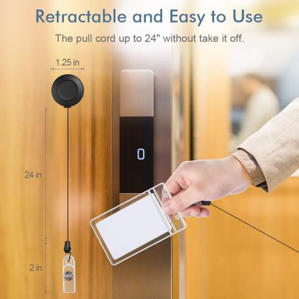 Imagem de Suporte de crachá, clipe retrátil Mcyye com cabo de tração de 60 cm, pacote com 3