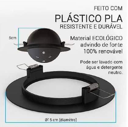Imagem de SUPORTE de EMBUTIR NO TETO  Preto Alexa Echo Dot 4 & 5 - Redondo