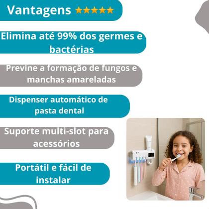 Imagem de Suporte de Escovas com Dispenser Automático e Esterilizador UV