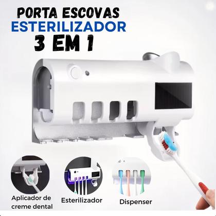Imagem de Suporte de Escovas de Dentes com Esterilizador UV  Dispenser Automático e Alta Performance