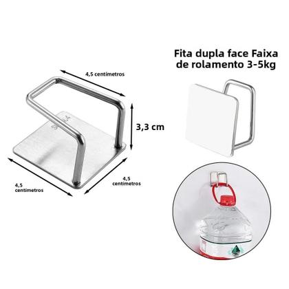 Imagem de Suporte de Esponja de Cozinha Autoadesivo em Aço Inoxidável - Com Ganchos e Rack de Secagem