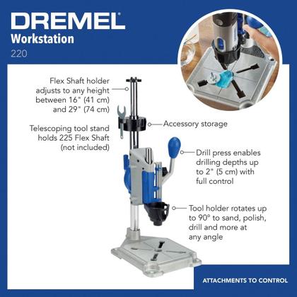 Imagem de Suporte de estação de trabalho para ferramentas rotativas para furadeiras Dremel 220-01
