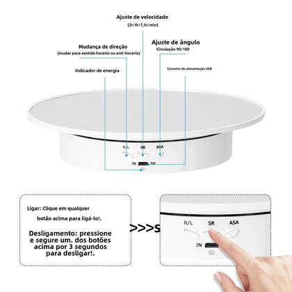 Imagem de Suporte de Exibição Giratório Elétrico - 3 Velocidades e Rotação de 360 Graus