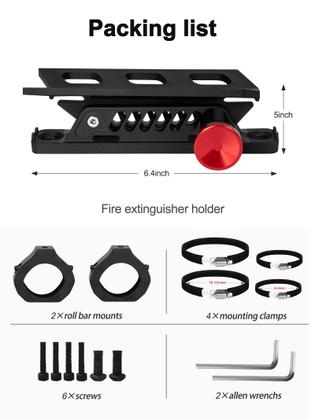 Imagem de Suporte de extintor de incêndio ZIDIYORUO Quick Release UTV 1.75-2 Roll Bar