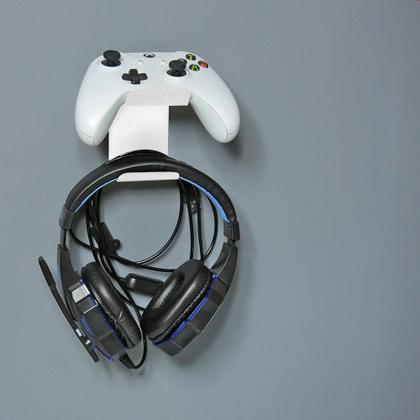 Imagem de Suporte de Fone e Controle Game - Parede - Alumínio - Branco
