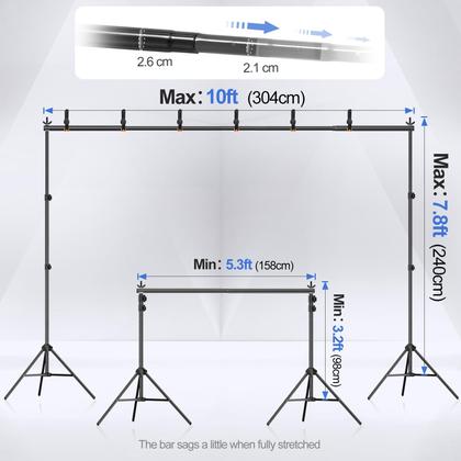 Imagem de Suporte de fundo EMART Photo Studio de 3 x 2,4 m com acessórios