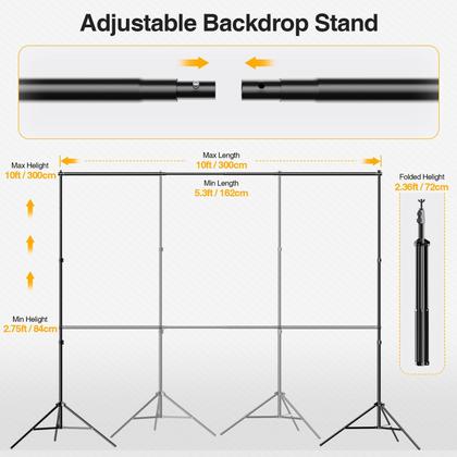 Imagem de Suporte de fundo GLOSHOOTING Photo Video Studio 3 x 3 m com bolsa
