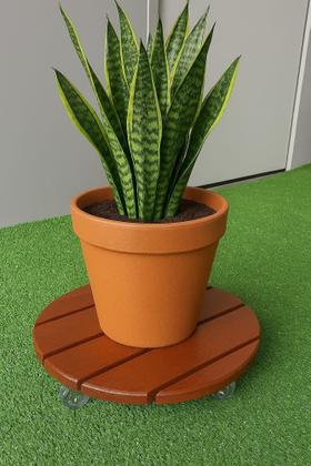 Imagem de Suporte de madeira redondo para vasos de plantas - botijão - galão de água