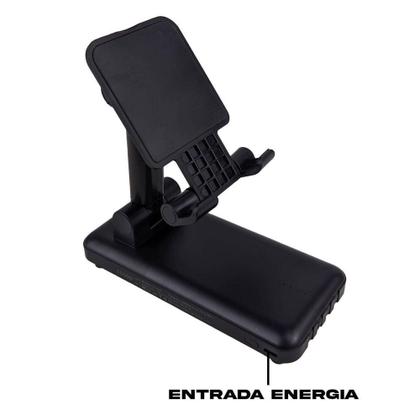 Imagem de Suporte de Mesa Ajustável + Carregador Portátil 10000mah para Celular/ Tablet - KAPBOM