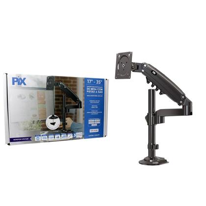 Imagem de Suporte de Mesa Ajustavel com Pistao a Gas Para Monitor PIX, 17" à 35", Preto - PX-H80