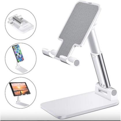 Imagem de Suporte de Mesa Articulado Branco Ajustável para Celular e Tablet