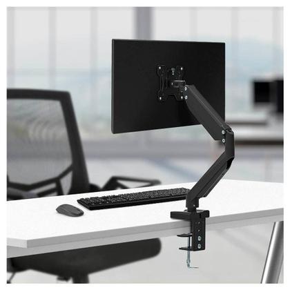 Imagem de Suporte De Mesa Articulado Duplo Multilaser, Para Monitores de Até 32, com Ajuste de Altura, Preto - AC371