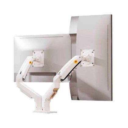 Imagem de Suporte de Mesa Articulado para 2 Monitores de 17" a 27" North Bayou, Ajustes com Pistão a Gás, Branco - F160-XE NB