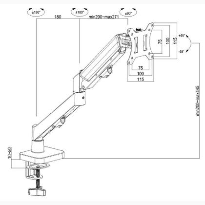 Imagem de Suporte de Mesa Articulado para Monitor de 17" a 32" Ergofirst, Ajuste com Pistão a Gás, Preto - G16-C012