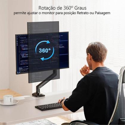 Imagem de Suporte de Mesa Articulado para Monitor de até 32" Fitter, Ajuste com Pistão a Gás, VESA, Preto - F8