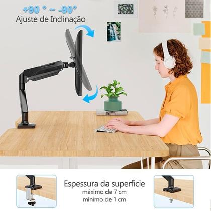 Imagem de Suporte de Mesa Articulado para Monitor de até 32" Fitter, Ajuste com Pistão a Gás, VESA, Preto - F8