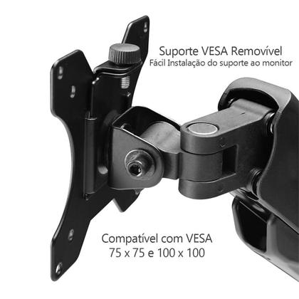 Imagem de Suporte de Mesa Articulado para Monitor de até 32" Fitter, Ajuste com Pistão a Gás, VESA, Preto - F8