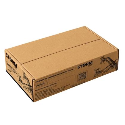 Imagem de Suporte de Mesa Articulado Storm Tech para 2 Monitores ou TVs de 17" a 32", Pistão a Gás, Ajuste de Altura, Duplo, Preto - SPMT0002