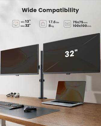Imagem de Suporte de mesa com monitor duplo ErGear para 2 telas de até 32"