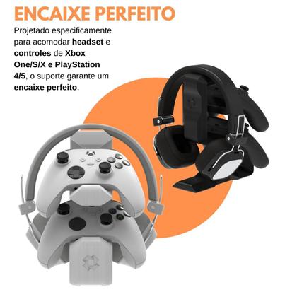 Imagem de Suporte de Mesa Compatível Com HeadSet e 2 Controles do Xbox ou PlayStation - ARTBOX3D