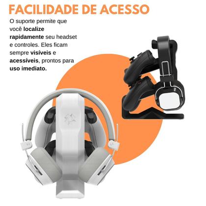 Imagem de Suporte de Mesa Compatível Com HeadSet e 2 Controles do Xbox ou PlayStation - ARTBOX3D