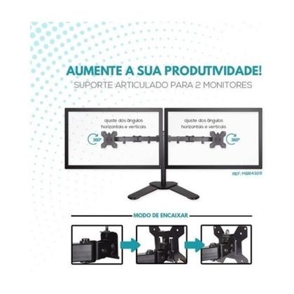 Imagem de Suporte De Mesa Duplo Articulado Monitor TV 15-27 Polegadas