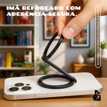 Imagem de Suporte de Mesa Magnético Nerdcase Dobrável em Metal, Para Celular