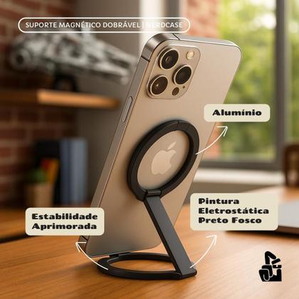 Imagem de Suporte de Mesa Magnético Nerdcase Dobrável em Metal, Para Celular