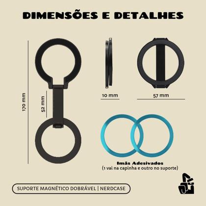 Imagem de Suporte de Mesa Magnético Nerdcase Dobrável em Metal, Para Celular