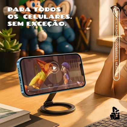 Imagem de Suporte de Mesa Magnético Nerdcase Dobrável em Metal, Para Celular
