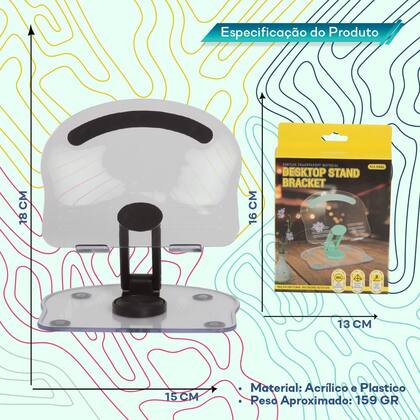 Imagem de Suporte de Mesa Para Celular Acrílico Rotação 360 Universal