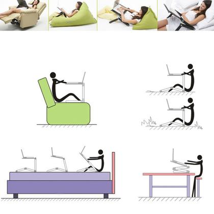 Imagem de Suporte de mesa para laptop com mouse pad e design ergonômico ajustável, suporte dobrável para notebook, ultrabook, netb