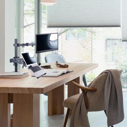 Imagem de Suporte de Mesa para Monitor de 13” a 27” com Apoio para Notebook Brasforma