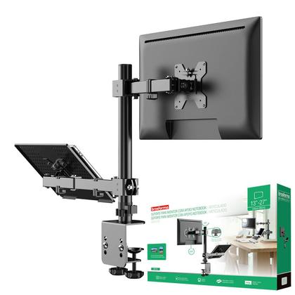 Imagem de Suporte de Mesa para Monitor de 13” a 27” com Apoio para Notebook Brasforma