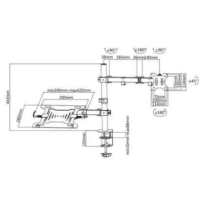 Imagem de Suporte de Mesa para Monitor de 13” a 27” com Apoio para Notebook Brasforma