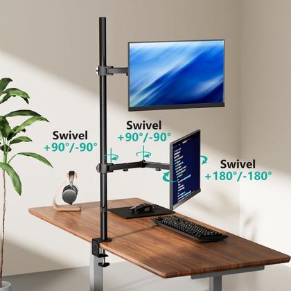 Imagem de Suporte de mesa para monitor WALI Dual, empilhado verticalmente, 32"