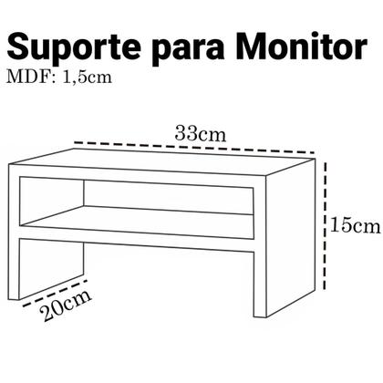 Imagem de Suporte de Mesa Para Monitores Elevado 33x15cm em Mdf Resistente 15mm