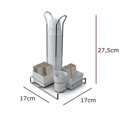 Imagem de Suporte De Mesa Para Sachê Com Porta Copos - Stolf Branco