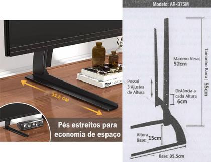 Imagem de Suporte De Mesa Para Tv Base 36 A 75 Lcd Led oled qled Universal Samsung LG Tcl Philips 42 43 48 50 55 58 60 65 70 75 Polegadas