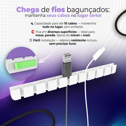 Imagem de Suporte de Mesa Parede Organizador de Cabos USB 10 Cabos