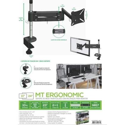 Imagem de Suporte de mesa triarticulado com inclinação atende 10 a 24