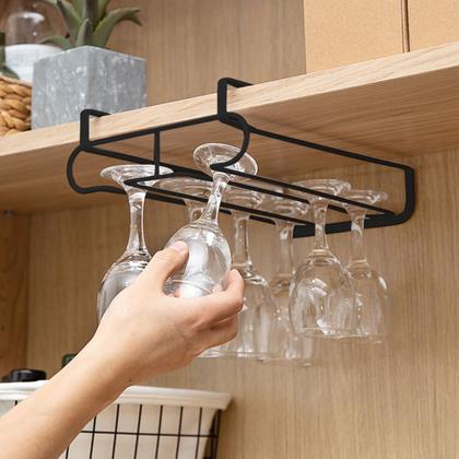 Imagem de Suporte de Metal para Taças encaixe armário prateleira preto